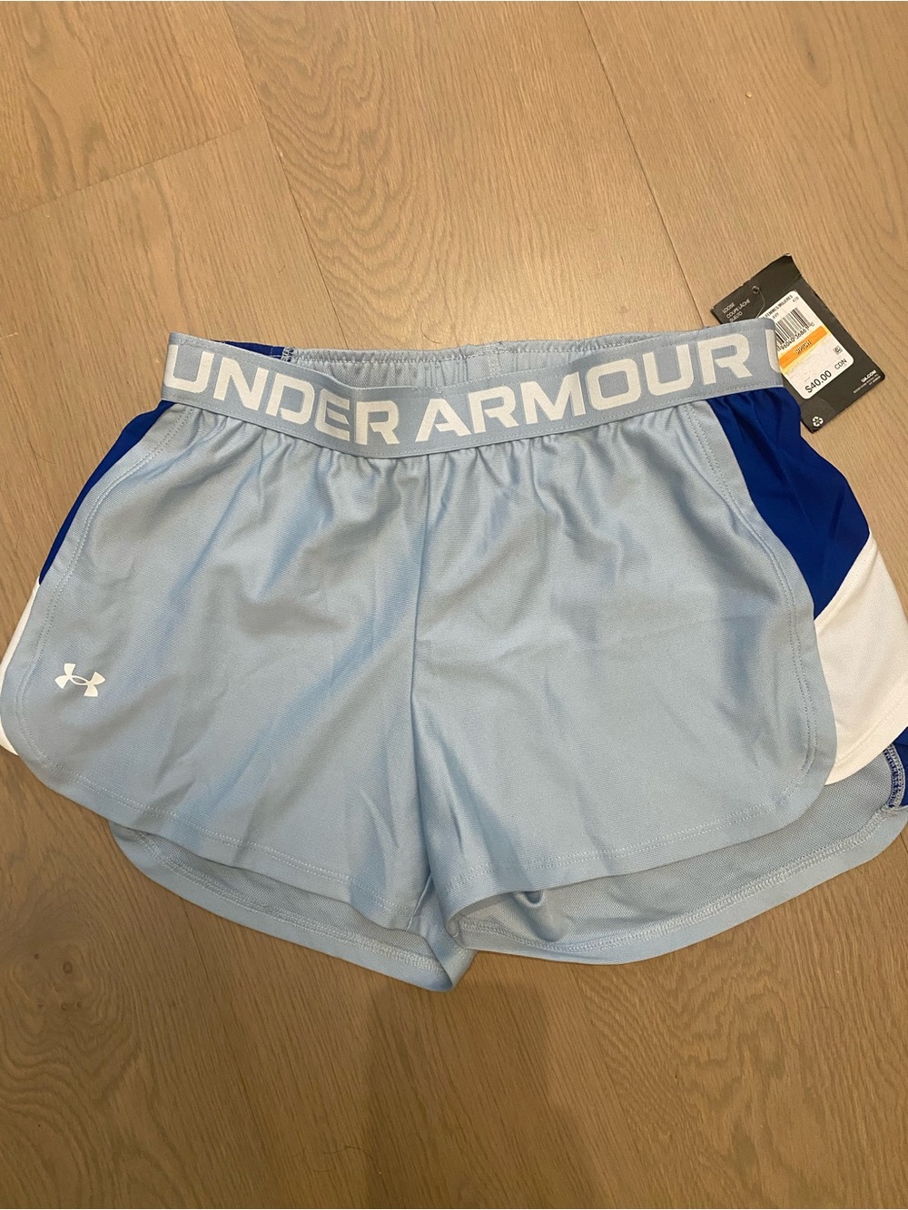 Under Armour Light Blue and Royal Athletic Shorts with White Accents